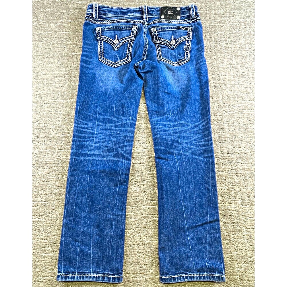 women Miss Me Signature skinny fit size 34 L 31 denim stretch jeans embroidered